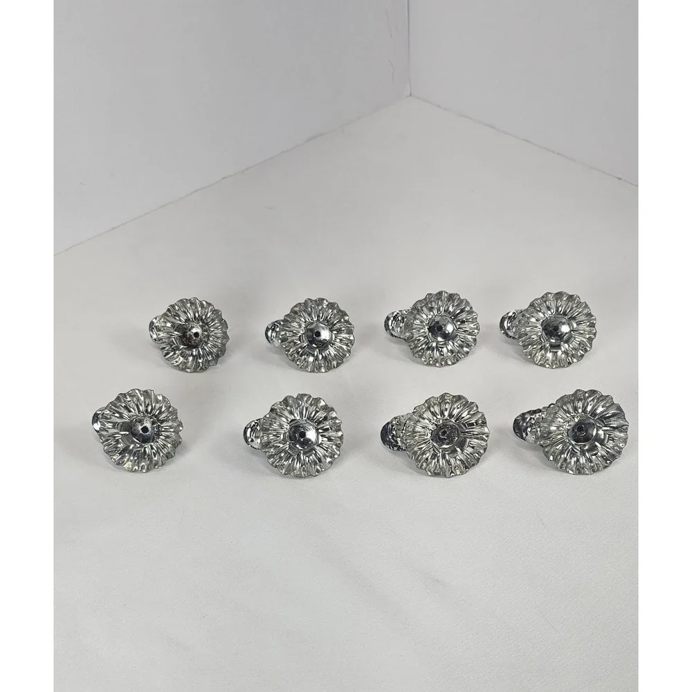 Vintage Christmas Tree Candle Clips Set 8 Silver‎ Tone Aluminum Germany Style